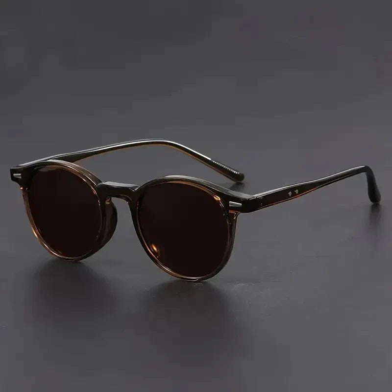 Retro Heren Zonnebril met Ronde Tortoiseshell Frame – Lichtgewicht & Trendy
