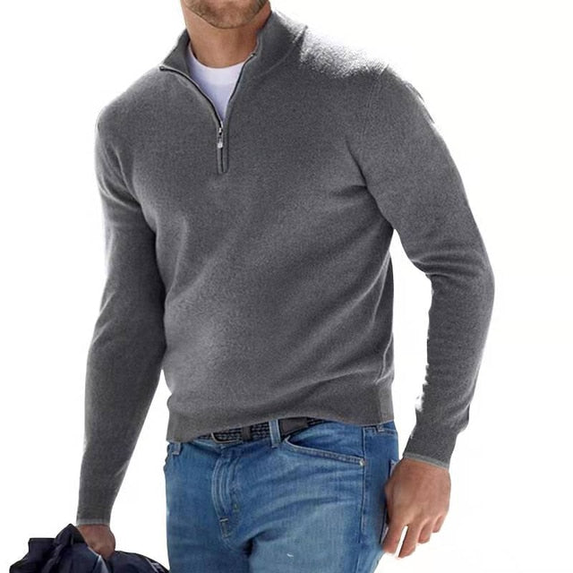 Merino Pullover Heren – V-Hals Met Rits, Warm & Stijlvol