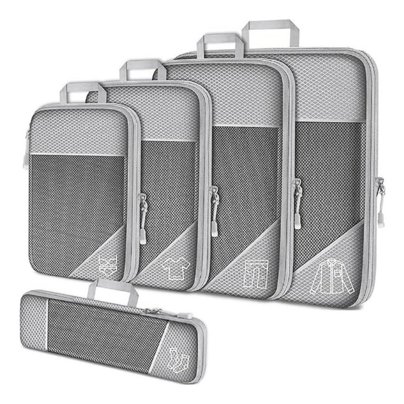 Kompressie Reisorganisers | Slimme Inpakoplossing | Ruimtebesparende Bagage Cubes | Perfect Voor Vakanties & Zakenreizen | 5-delig Set | Lichtgewicht & Duurzaam | Maximale Ruimtebesparing | Avontuurlijke Reiskompanen