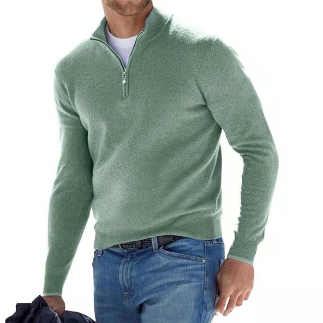 Merino Pullover Heren – V-Hals Met Rits, Warm & Stijlvol