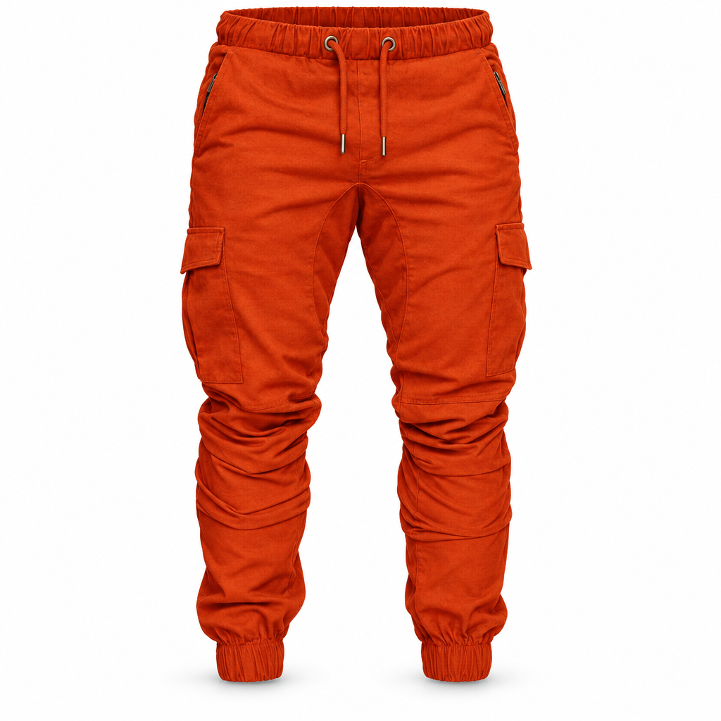 Runwell heren joggingbroek met ritszakken en ankle cuff, packshot op witte achtergrond