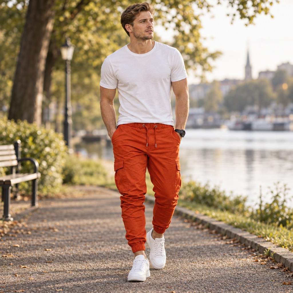 Runwell joggingbroek gedragen in het park