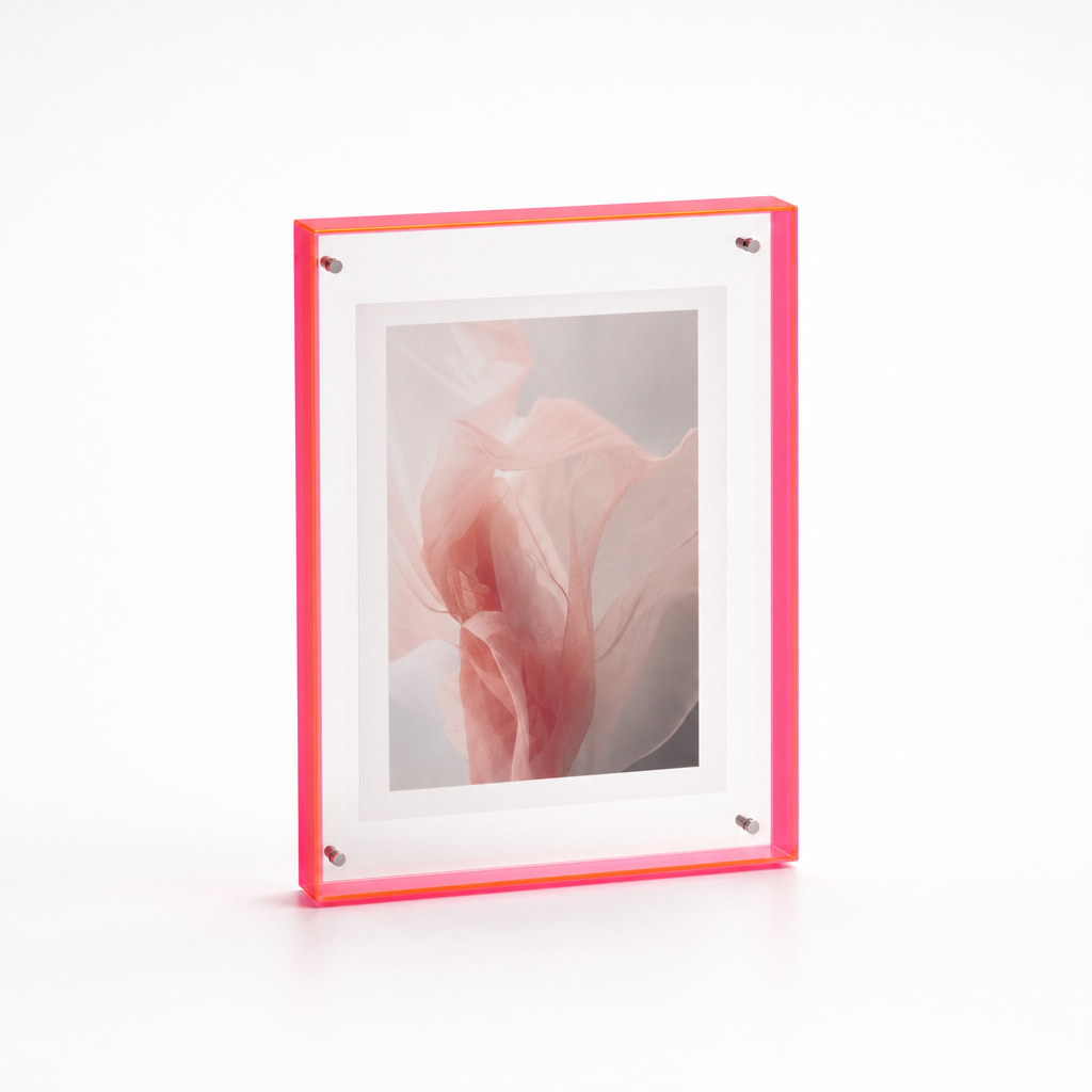 Acryl fotolijst in kleur, studiofoto op witte achtergrond