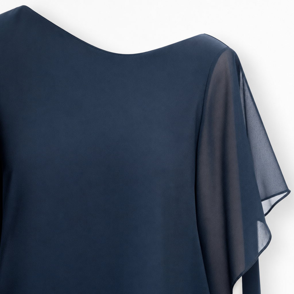 Close-up van de asymmetrische hals en schouder
