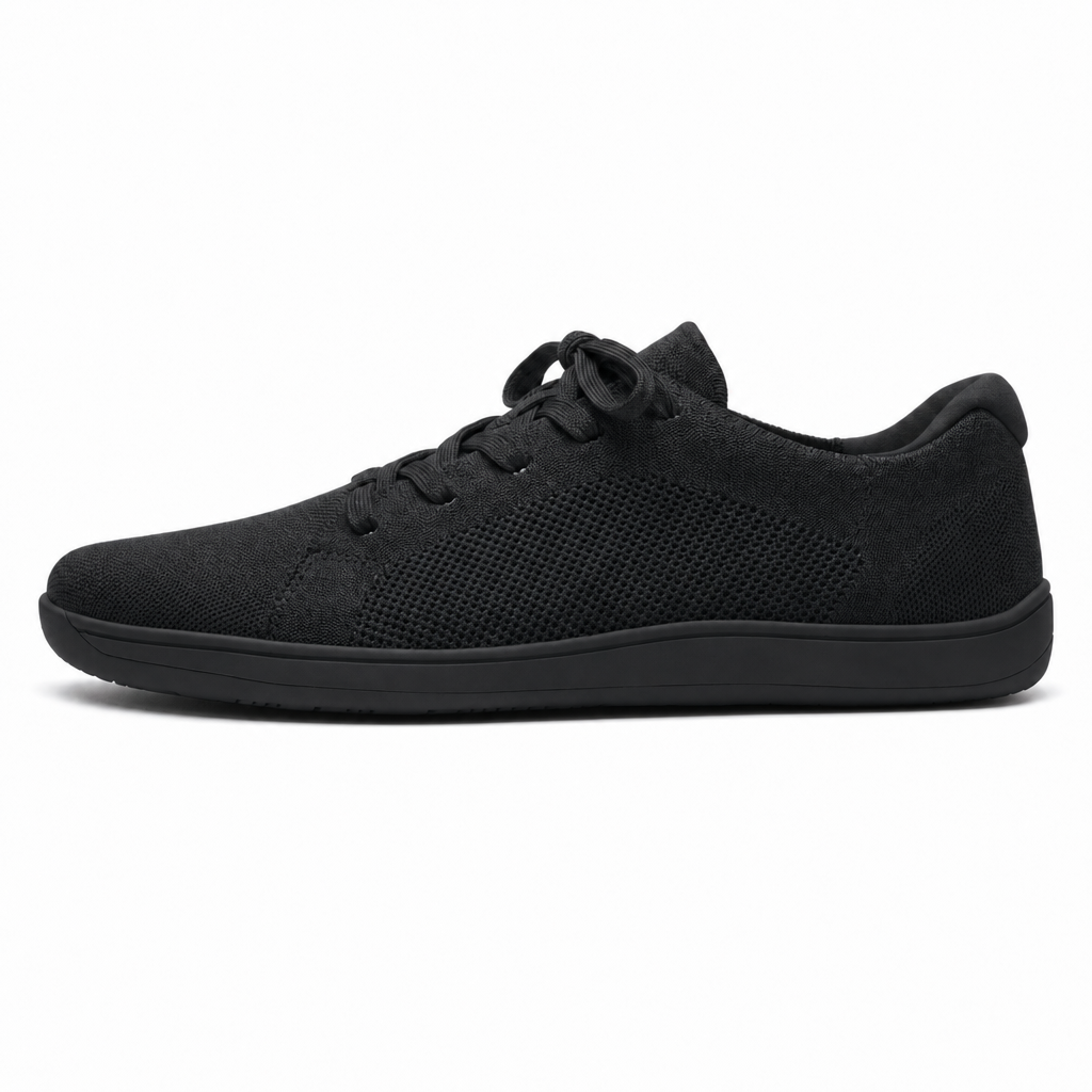 Uniseks barefoot sneaker met mesh bovenwerk in zwart