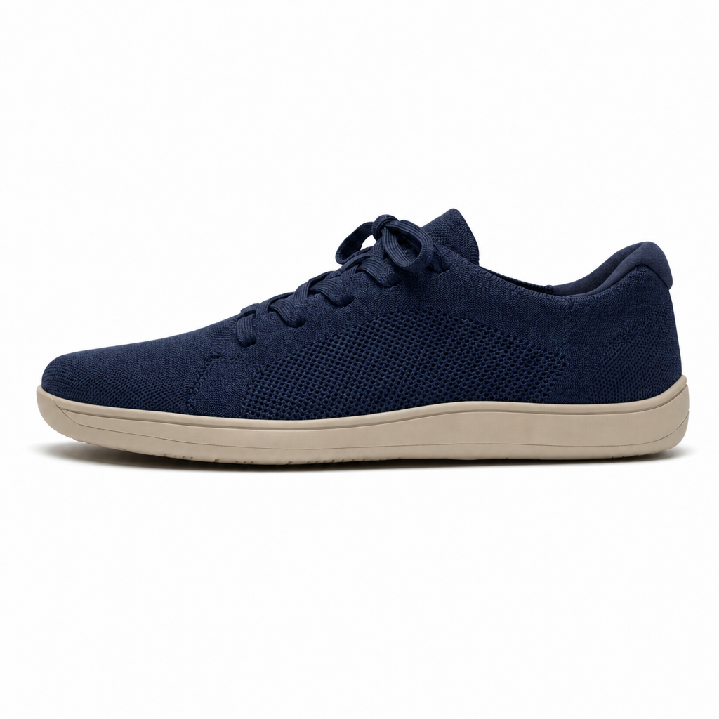 Uniseks barefoot sneaker met mesh bovenwerk in donkerblauw