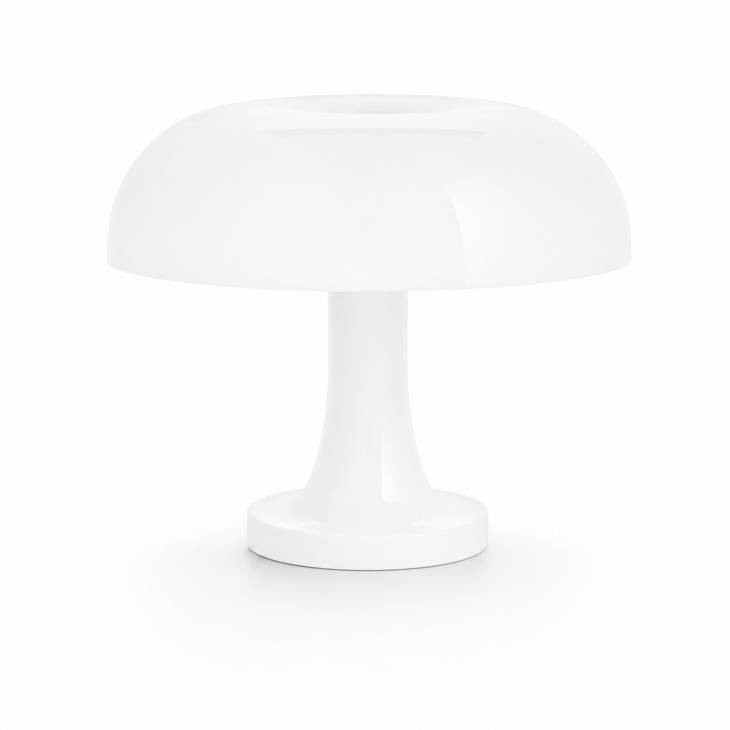 Dimbare LED-tafellamp in Bauhaus paddenstoelstijl in wit