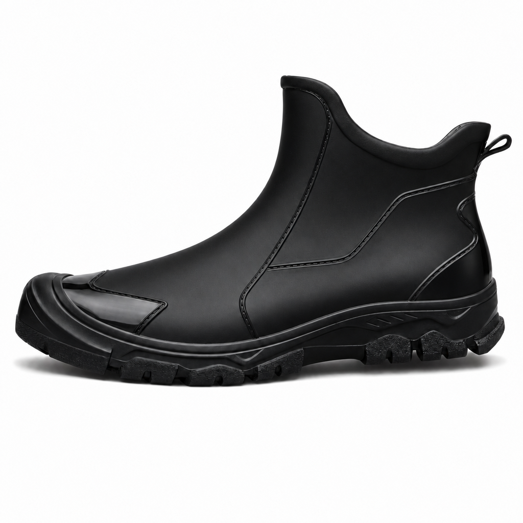 Antislip PVC enkellaars in zwart
