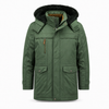Heren winterjas met capuchon en bontrand in groen