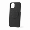 Leren iPhone-hoesje met magneetring in zwart