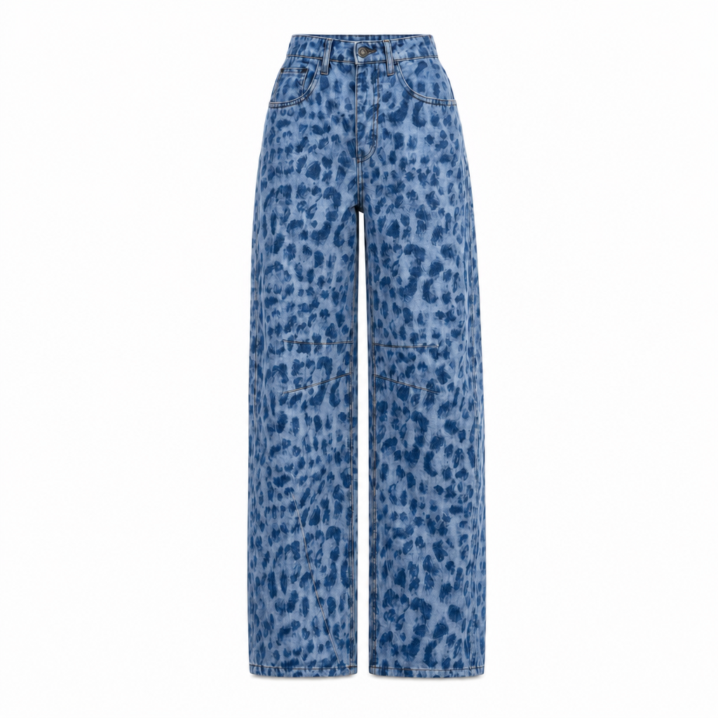 Wide-leg jeans met hoge taille in blauw