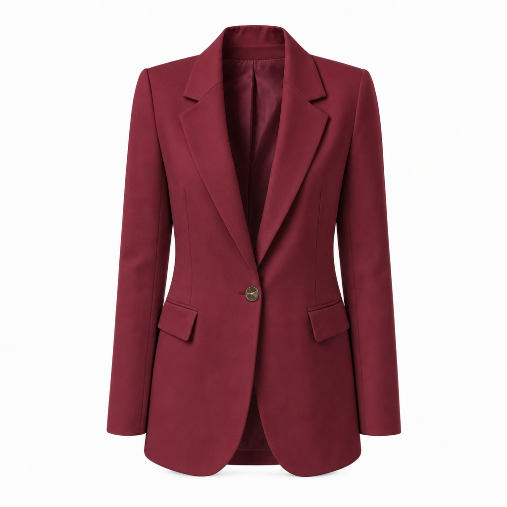 Lange blazer met reverskraag in wijnrood