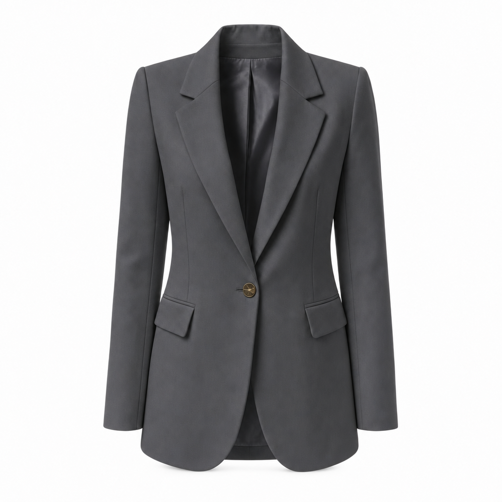Lange blazer met reverskraag in donkergrijs