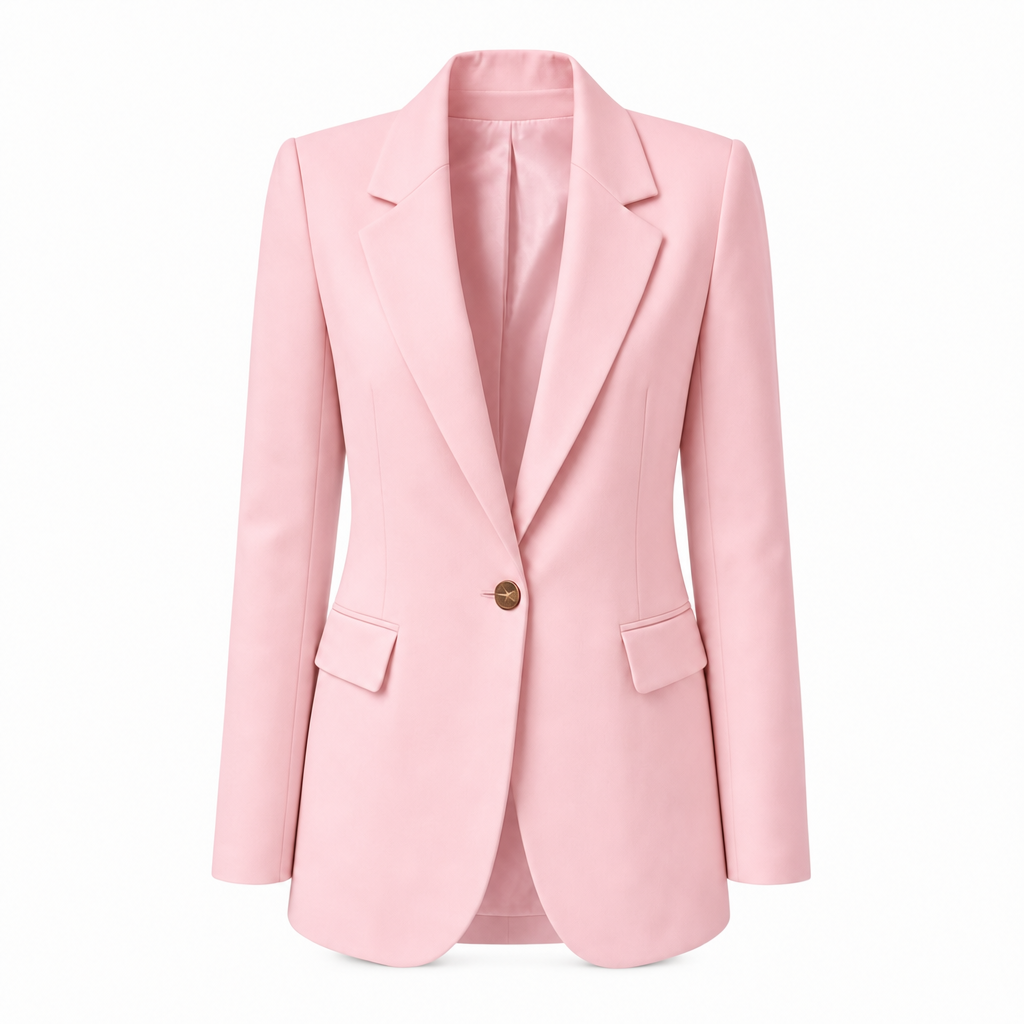 Lange blazer met reverskraag in roze