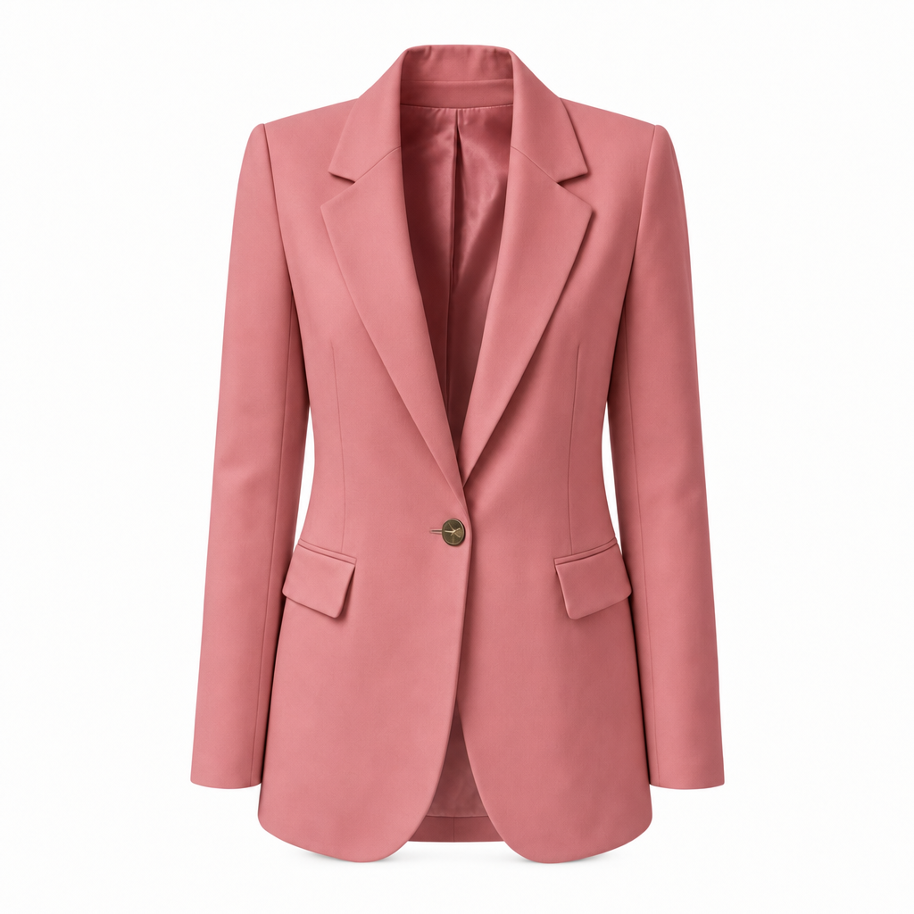 Lange blazer met reverskraag in rozerood