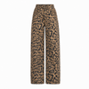 Wide-leg jeans met hoge taille in luipaard