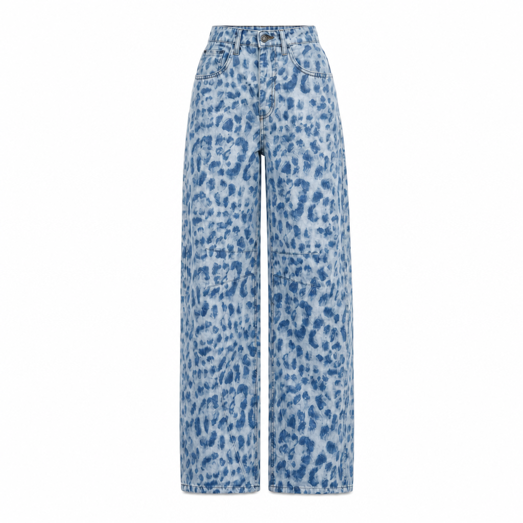 Wide-leg jeans met hoge taille in lichtblauw