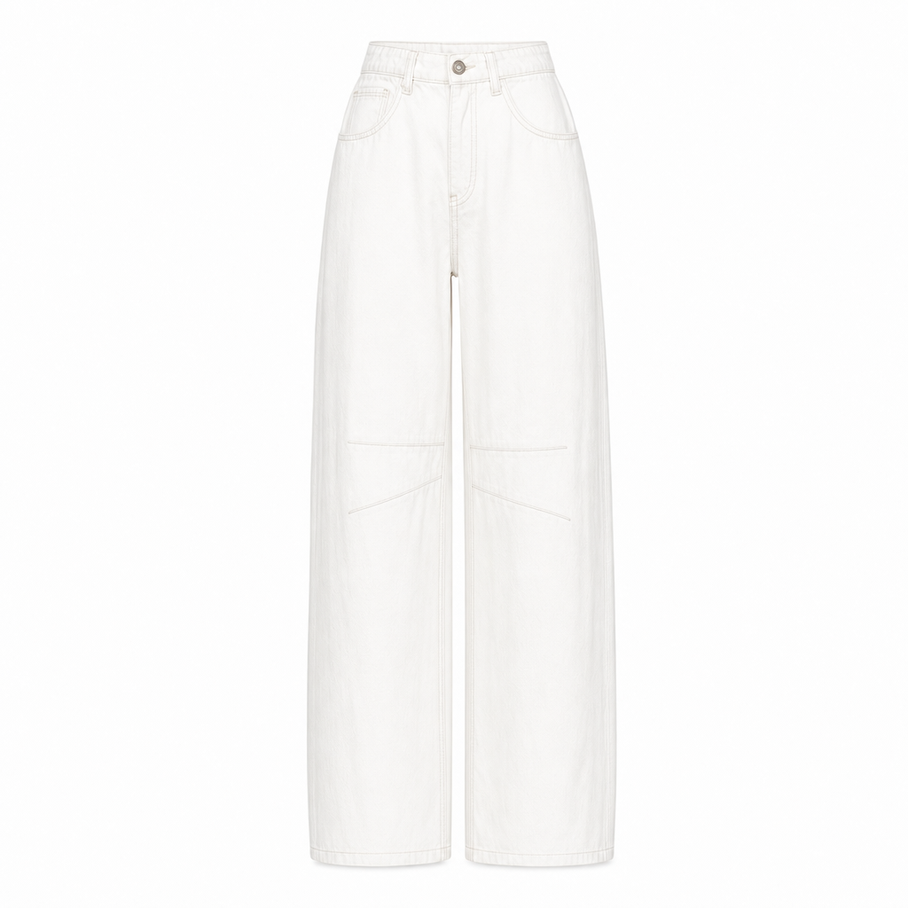 Wide-leg jeans met hoge taille in wit