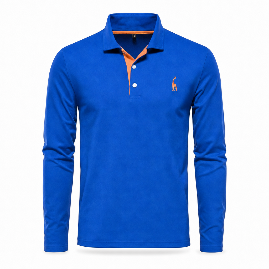 Polo met lange mouwen van katoen in blauw