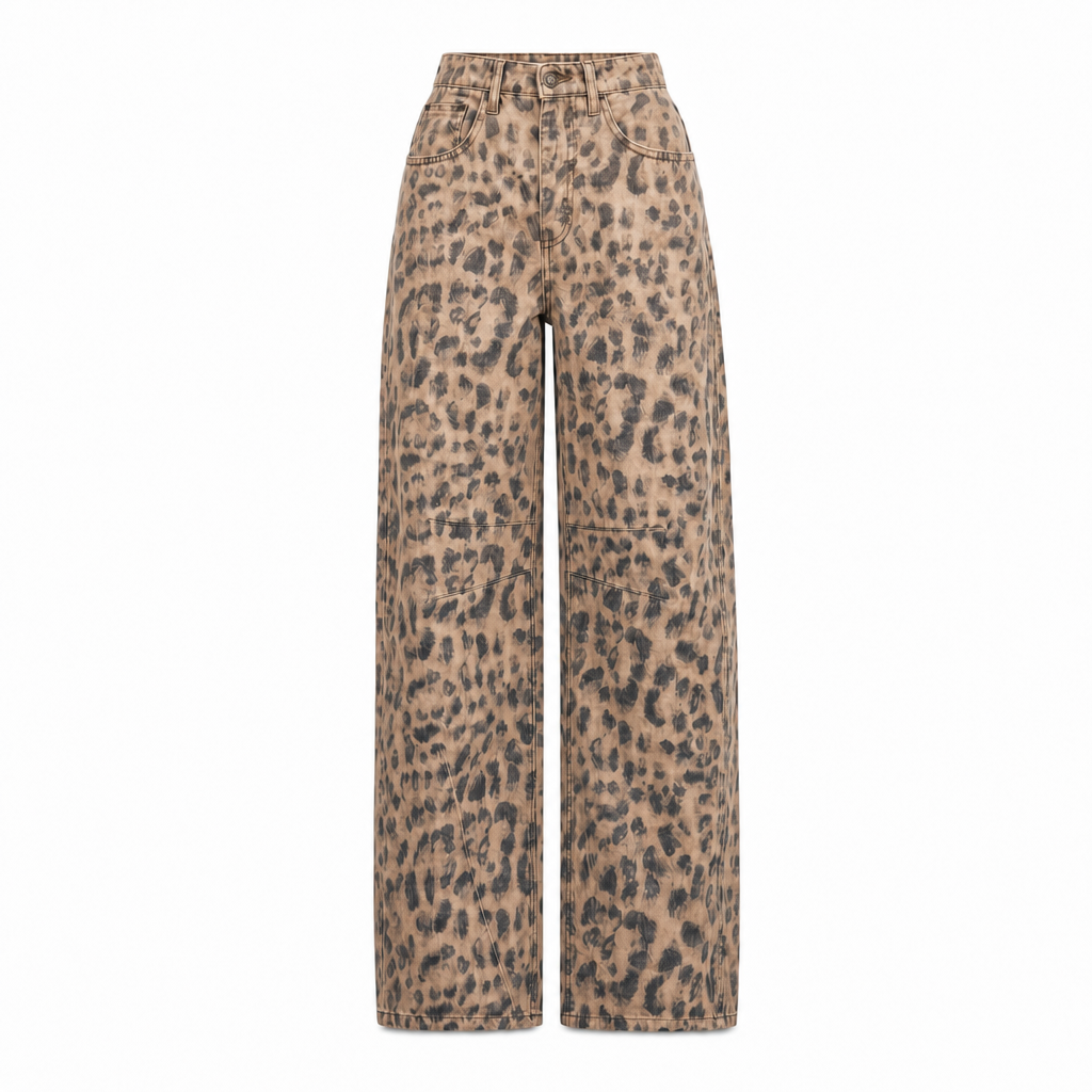 Wide-leg jeans met hoge taille in lichtbruin