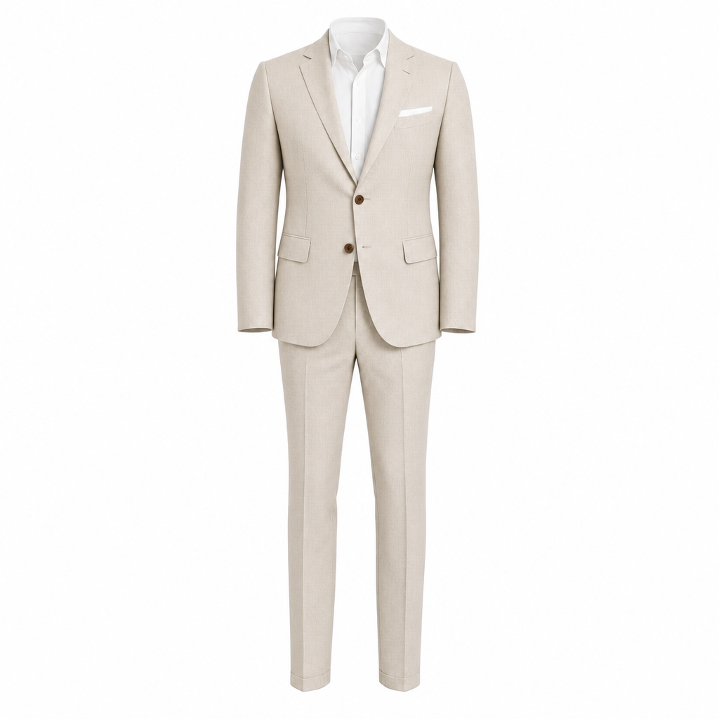 Linnen zomerpak in beige