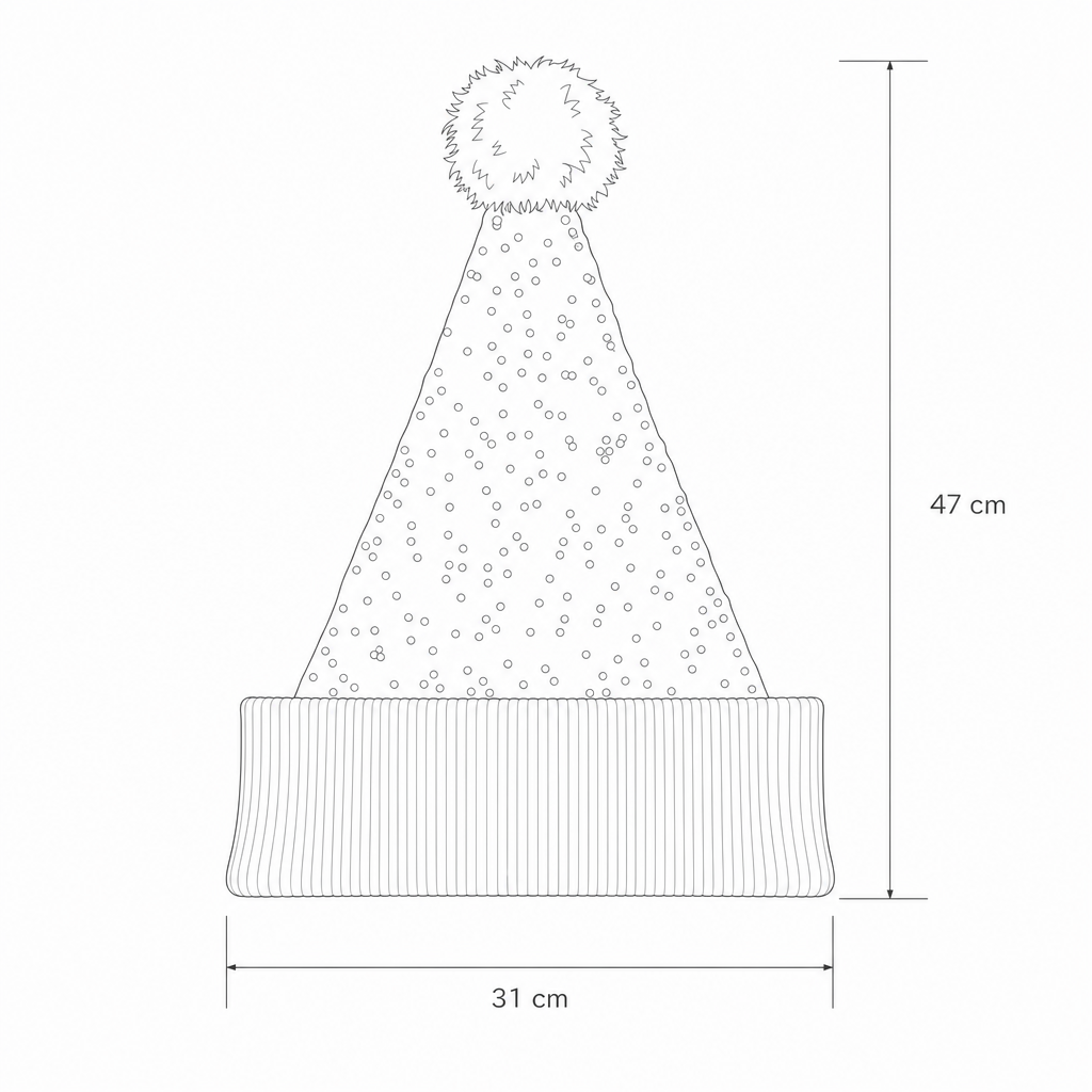 Technische tekening kerstmuts met afmetingen