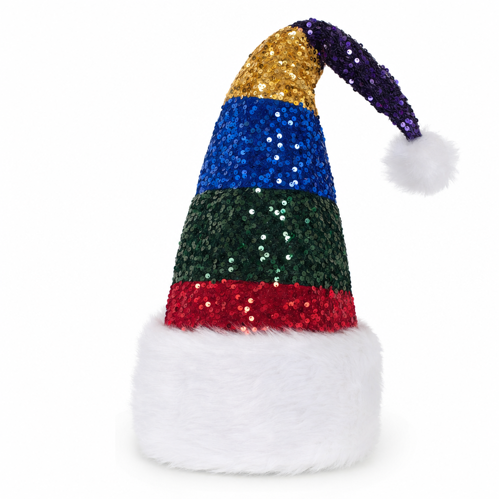 Kerstmuts met pailletten in meerkleurig