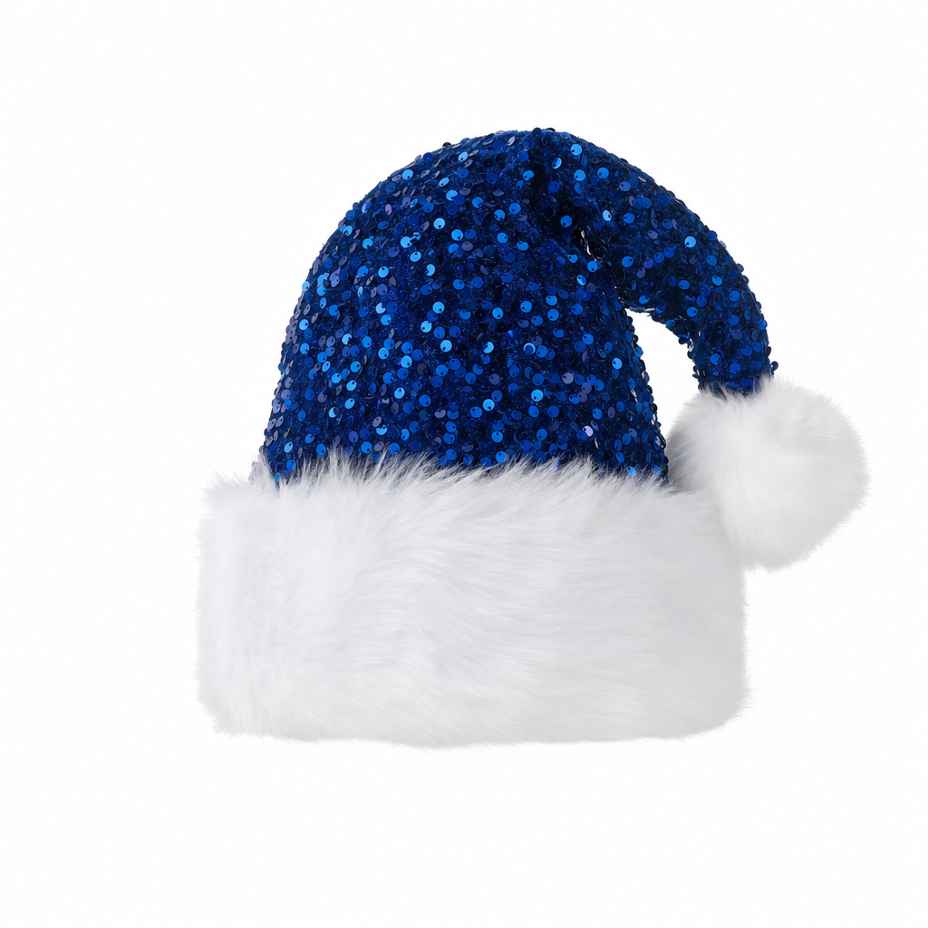 Kerstmuts met pailletten in marineblauw
