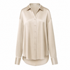 Satijnen blouse in beige, vooraanzicht