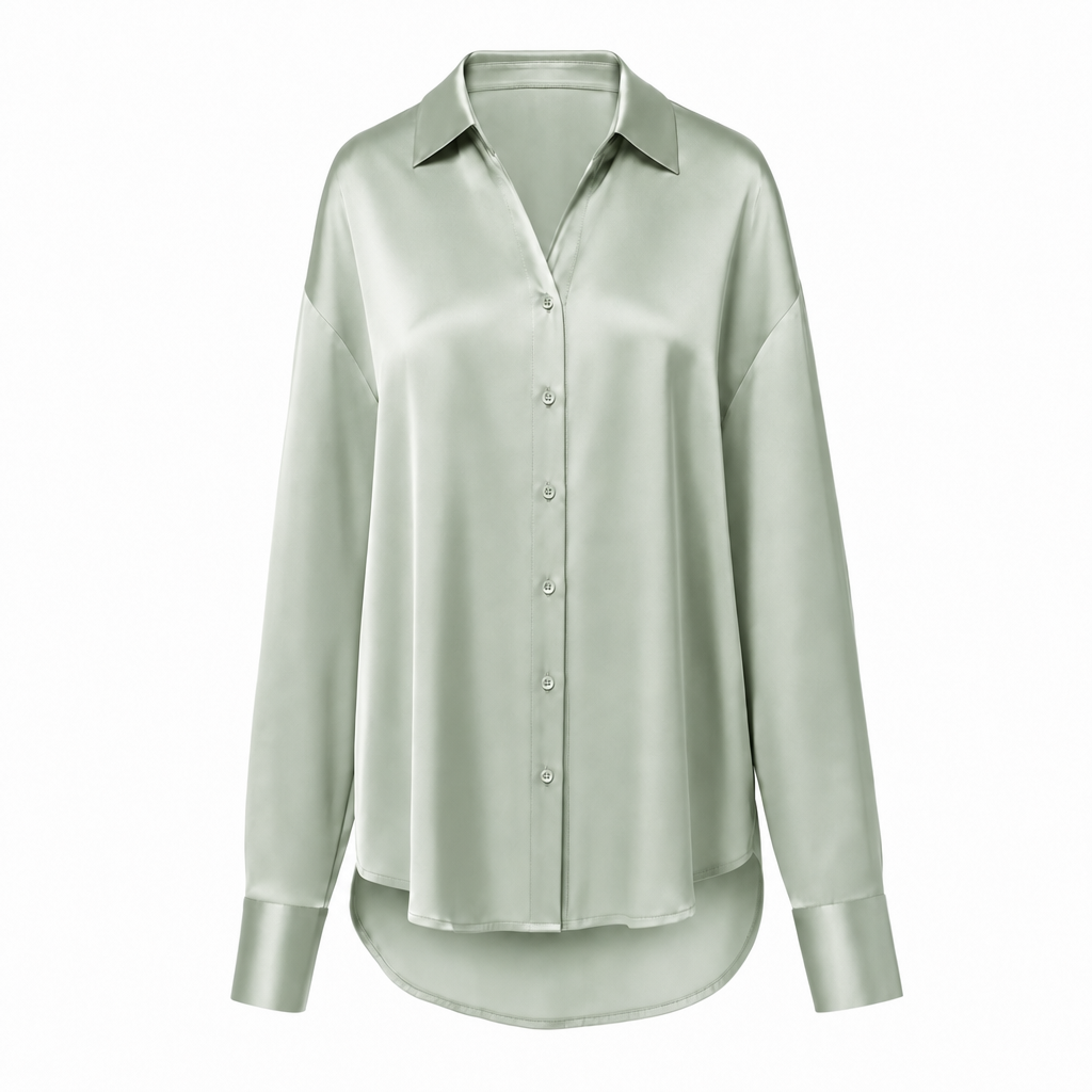 Satijnen blouse in groen