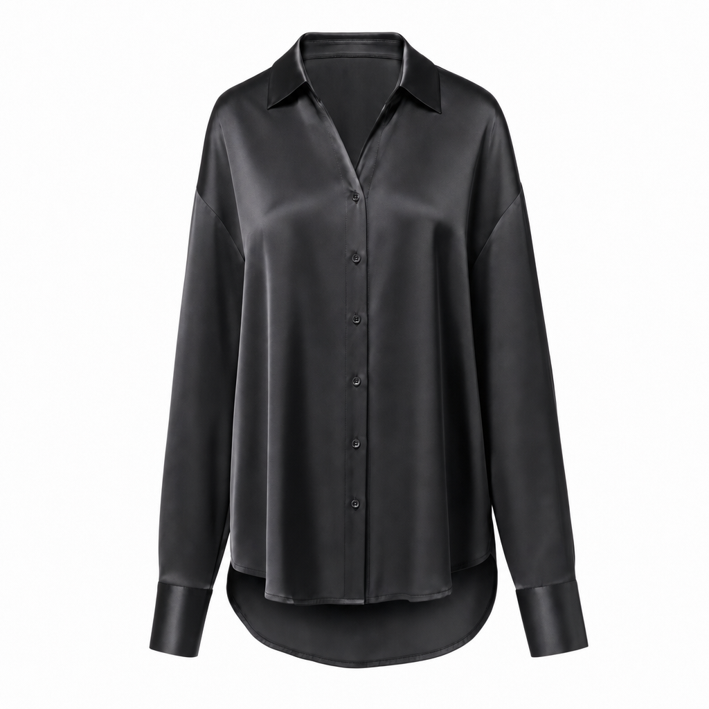 Satijnen blouse in zwart