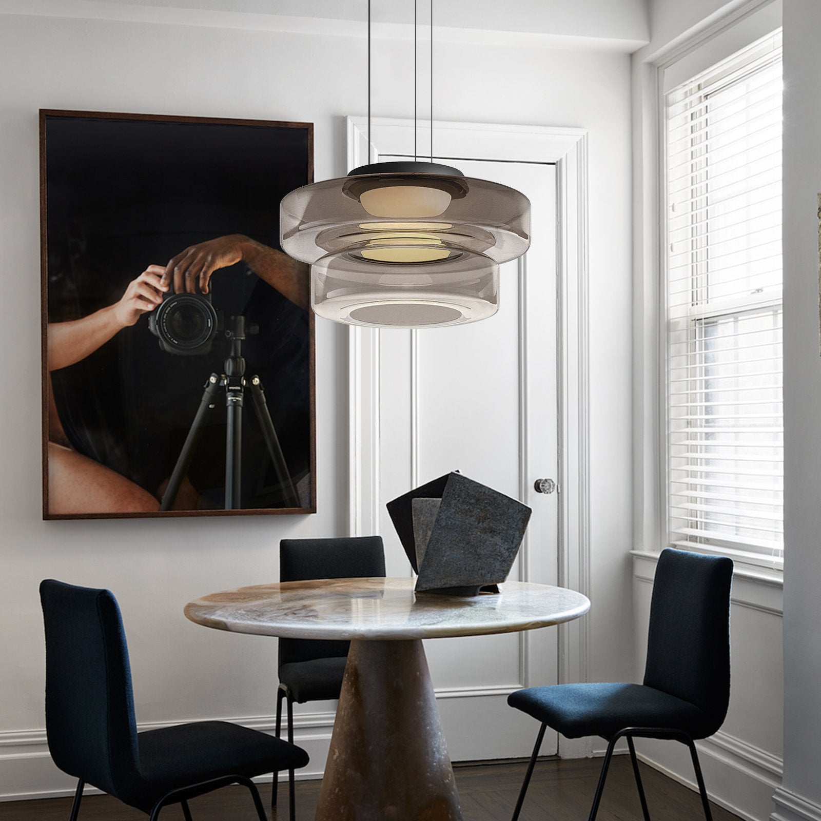 Glaspendellamp in Bauhaus-stijl