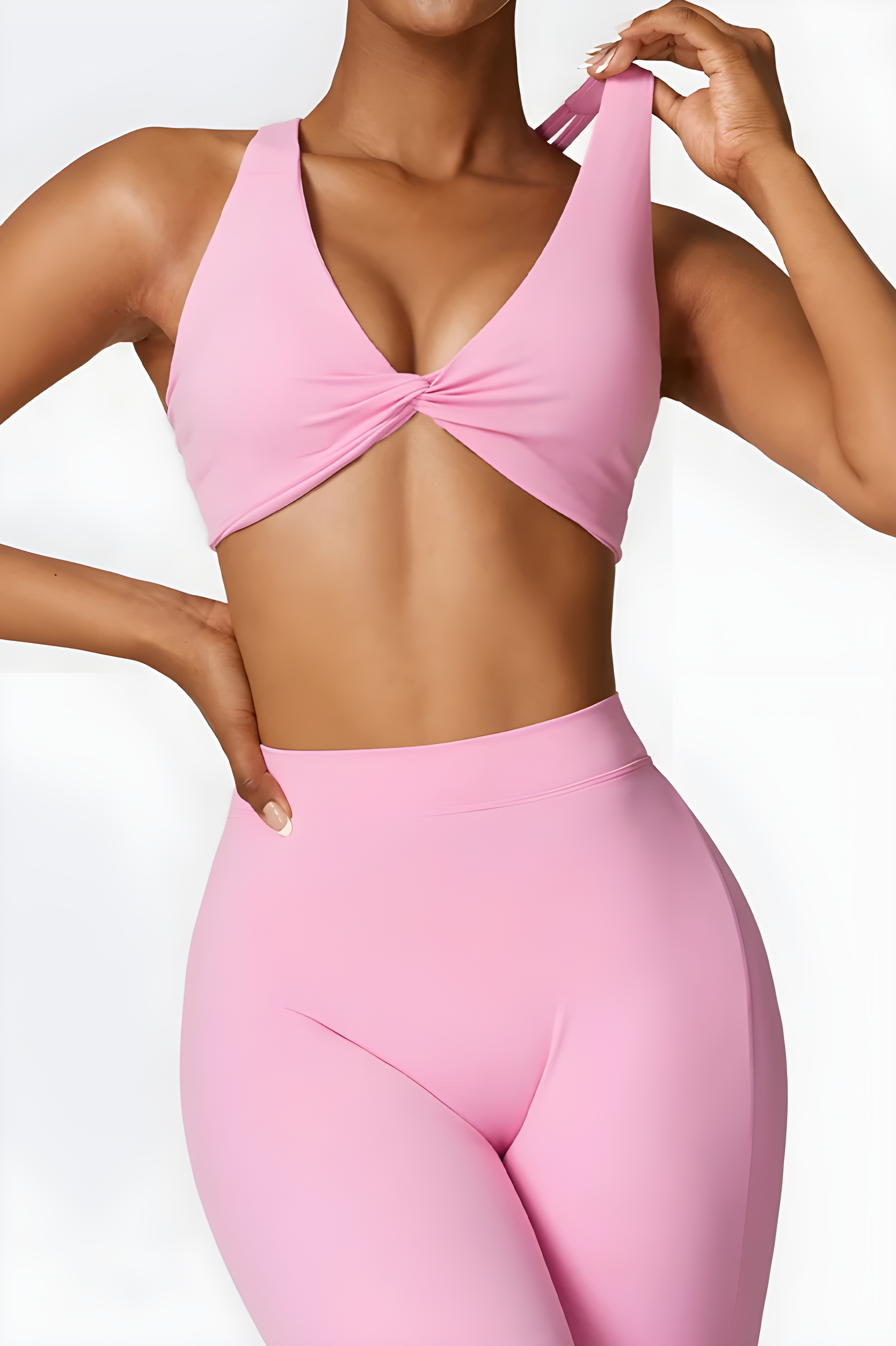 ELLIS | Flare Legging & Twist Crop Top Set - Rose Pink - Slimfit