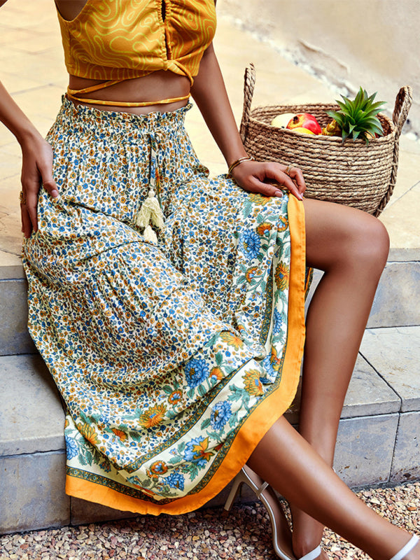 Venie | Bohemian Print resort elastische taille Rok