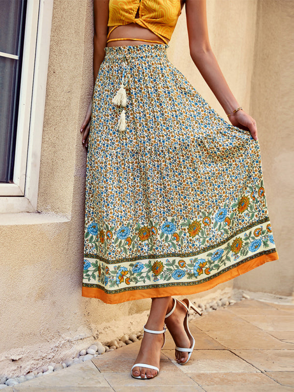 Venie | Bohemian Print resort elastische taille Rok