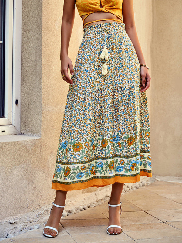 Venie | Bohemian Print resort elastische taille Rok