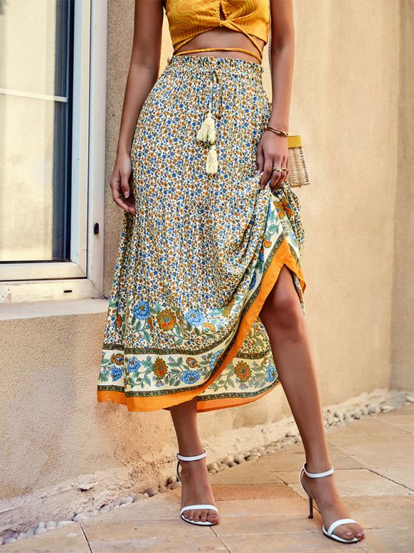 Venie | Bohemian Print resort elastische taille Rok