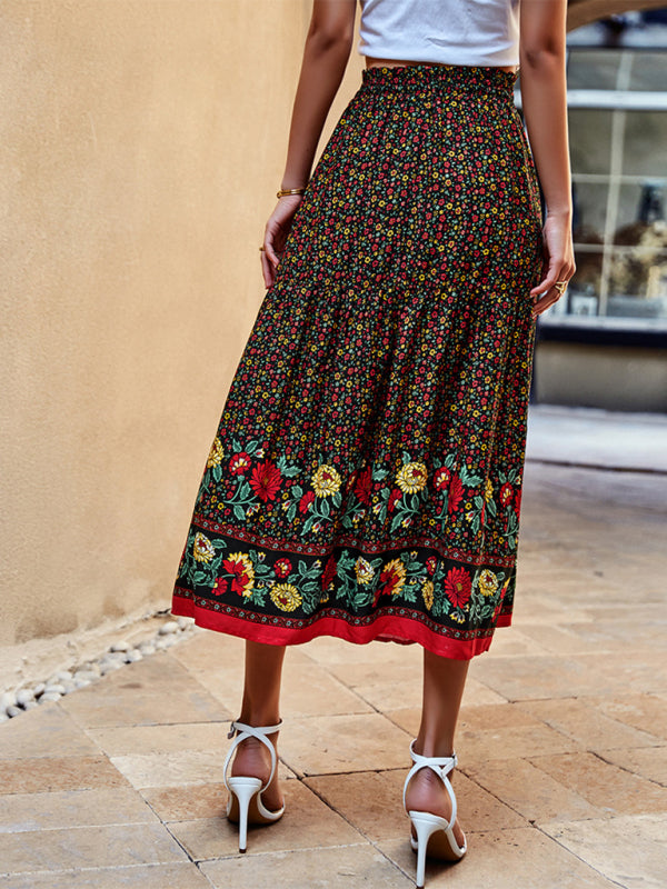 Venie | Bohemian Print resort elastische taille Rok
