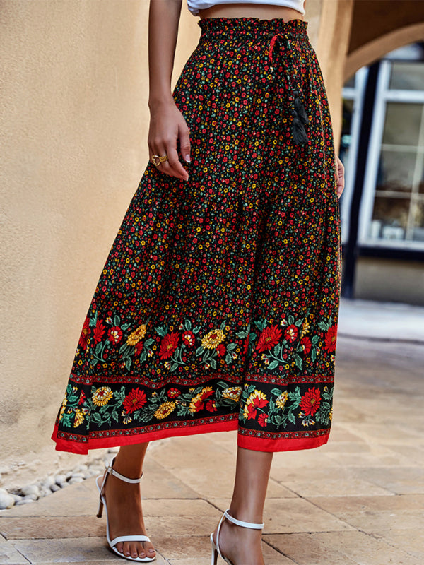 Venie | Bohemian Print resort elastische taille Rok