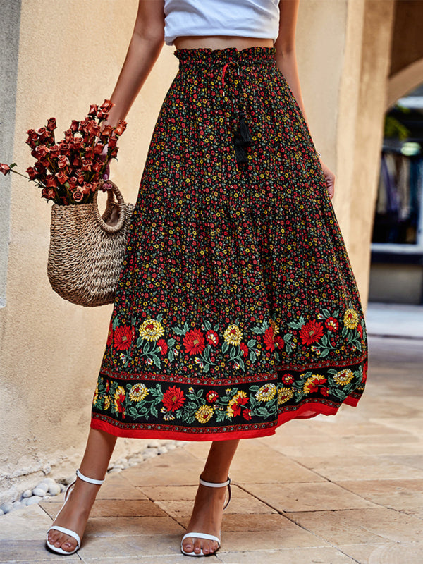 Venie | Bohemian Print resort elastische taille Rok