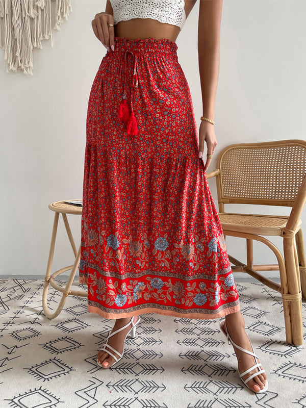 Venie | Bohemian Print resort elastische taille Rok