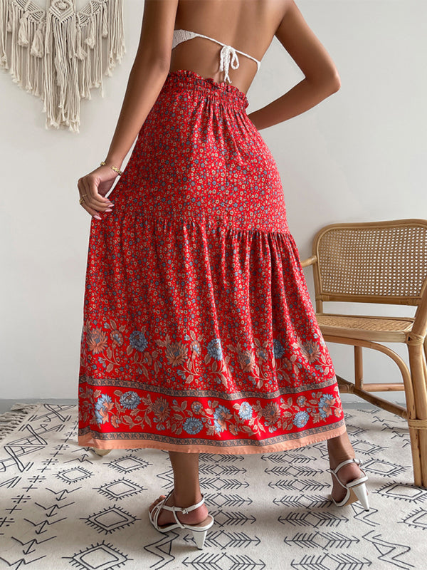 Venie | Bohemian Print resort elastische taille Rok