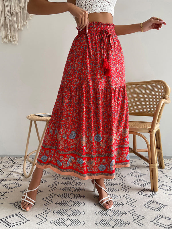 Venie | Bohemian Print resort elastische taille Rok