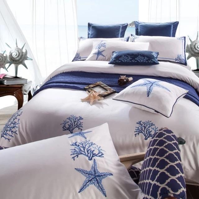 Blue Coral Duvet Cover Set - Egyptian Cotton | Soft Egyptian Cotton - Refreshing Blue Shade - Stylish and Comfortable