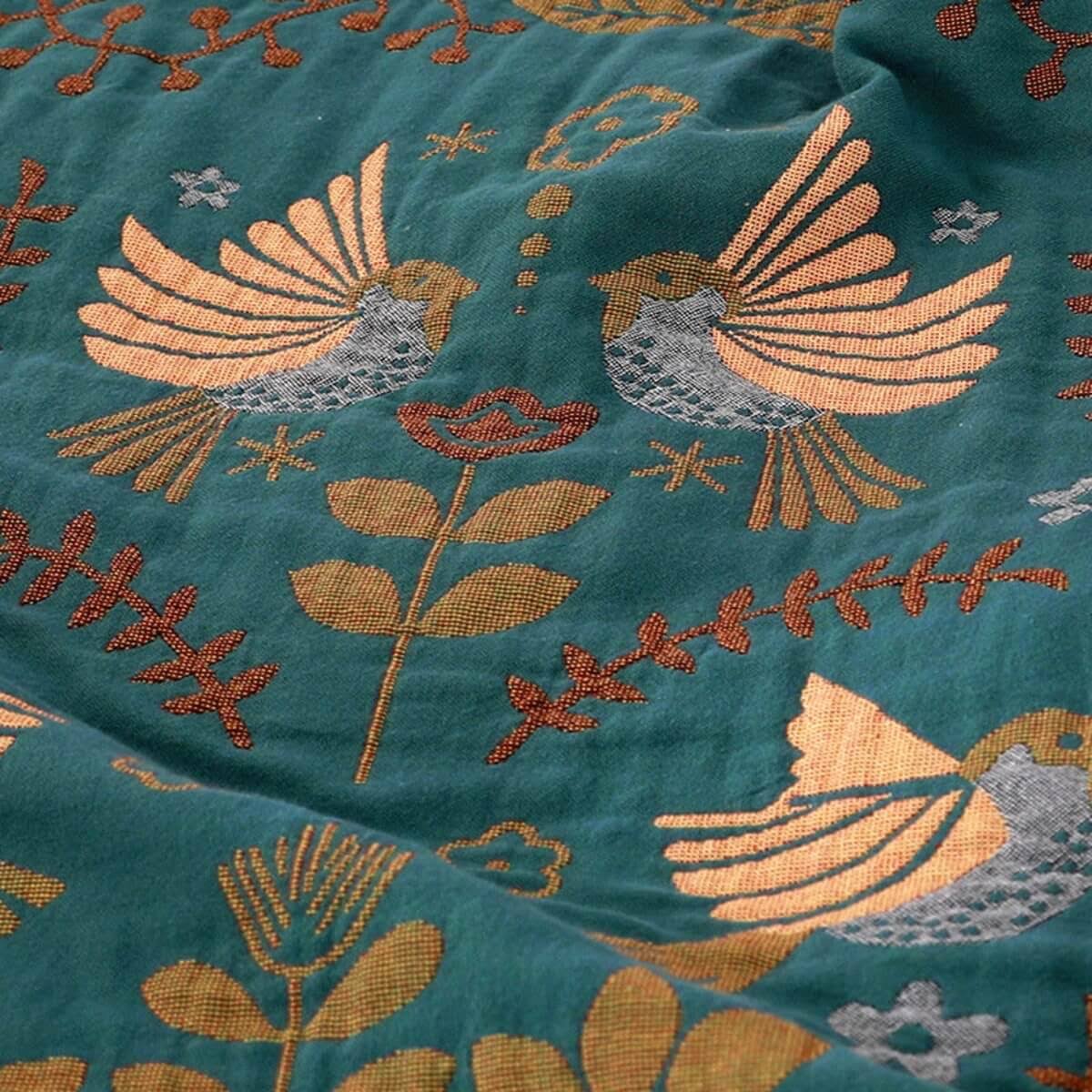 Omkeerbare Scandinavische vogel plaid deken - Dinav Rood-beige / Queen (200 x 230 cm / 79 x 91in)