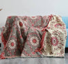 Omkeerbare Scandinavische vogel plaid deken - Dinav Rood-beige / Queen (200 x 230 cm / 79 x 91in)