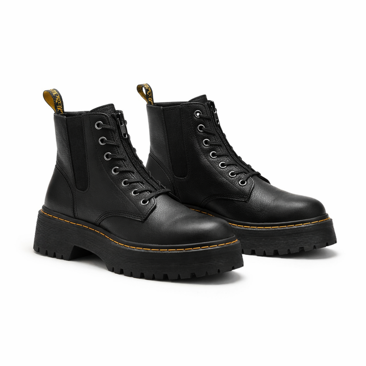 Liora Dames Laarzen met Platformzool en Rits - Enkellaarzen van Echt Leer met Dempende Zool - Stoere Plateau Boots voor Dames, Maat 35 tot 43