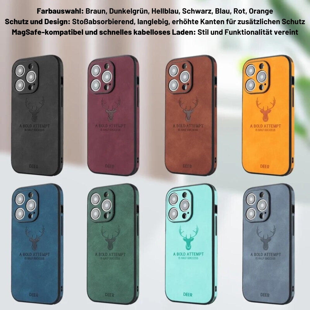 Deer - Luxe Leren iPhone Hoesje met Stijlvol Design en Schokbestendige Bescherming