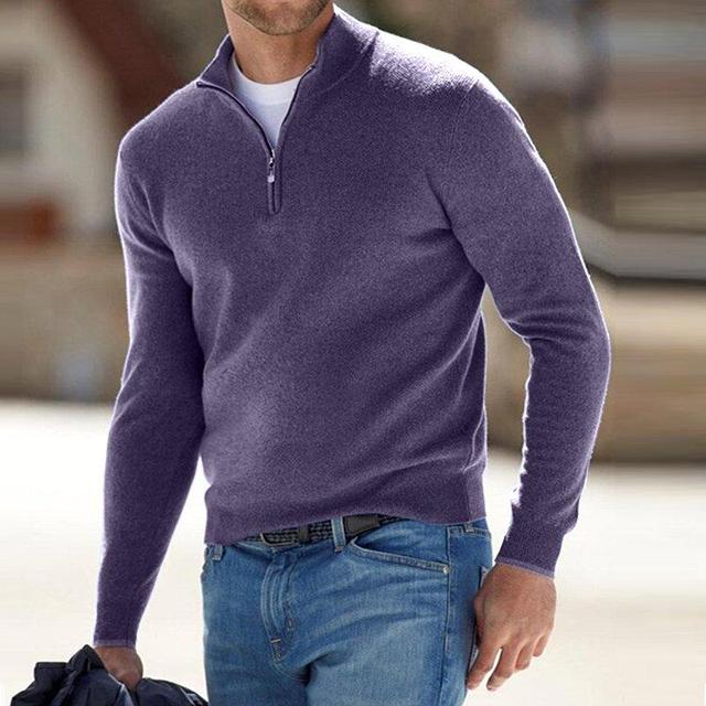 Merino Pullover Heren – V-Hals Met Rits, Warm & Stijlvol