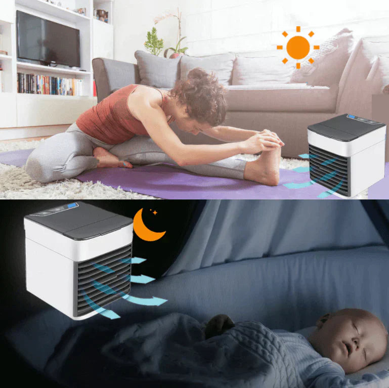 3-in-1 Luchtkoeler met Ventilator, Luchtbevochtiger en Luchtreiniger – Draagbaar, Stil & met LED-nachtlampje